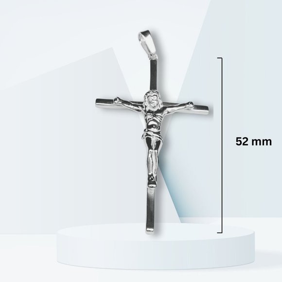 24 HRS SALE ONLY White Gold Crucifix Cross Jesus Pendant 925 Sterling Si… - Picture 5 of 10